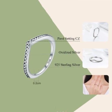 S925 Diamond Wedding Ring for Women - Elegant Temperament Design